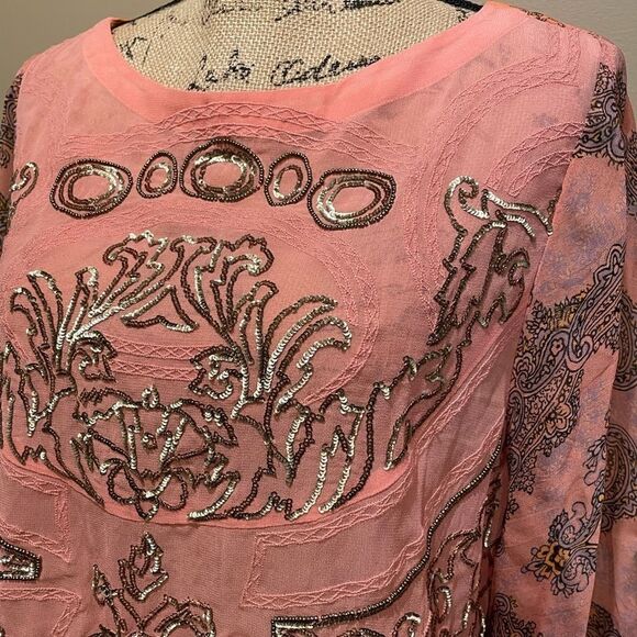 NWT Anthropologie Ignacia Sheer Sequined Blouse Medium B-1155 - Picture 5 of 5